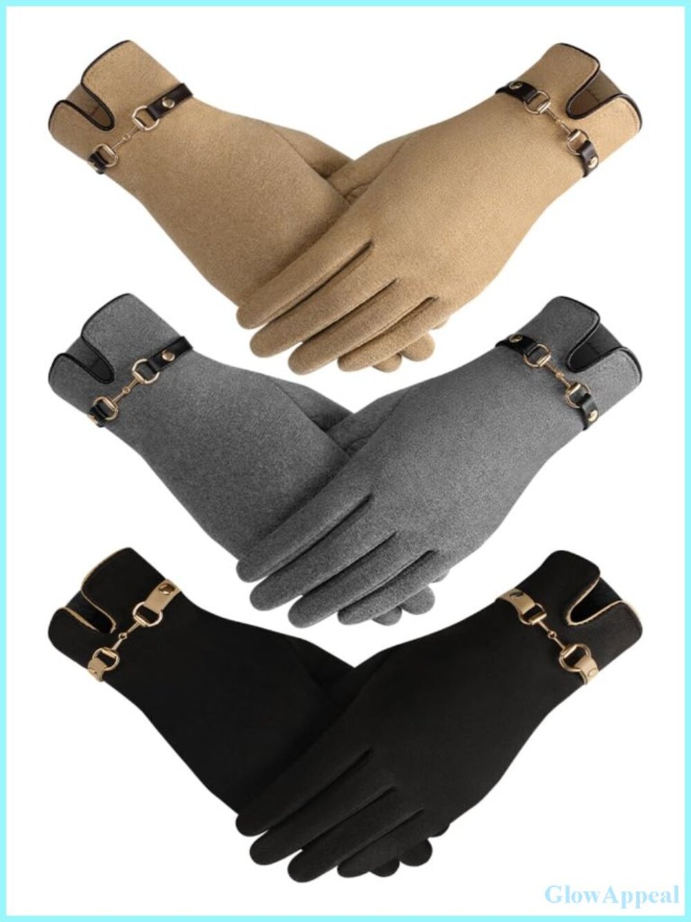 Women's Winter Gloves 3 Pair Pack Touchscreen Thermal Knit Gloves
